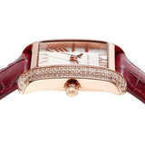 Buy Shop Michael Kors Emery Quartz Diamonds Silver Dial Red Leather Strap Watch For Women - MK4689 USA Online