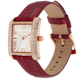 Buy Shop Michael Kors Emery Quartz Diamonds Silver Dial Red Leather Strap Watch For Women - MK4689 USA Online