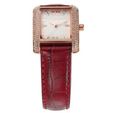 Buy Shop Michael Kors Emery Quartz Diamonds Silver Dial Red Leather Strap Watch For Women - MK4689 USA Online