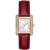 Buy Shop Michael Kors Emery Quartz Diamonds Silver Dial Red Leather Strap Watch For Women - MK4689 USA Online