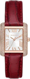 Buy Shop Michael Kors Emery Quartz Diamonds Silver Dial Red Leather Strap Watch For Women - MK4689 USA Online