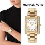 Buy Shop Michael Kors Emery Three-Hand Crystals Silver Dial Gold Steel Strap Watch for Women - MK4643 USA Online