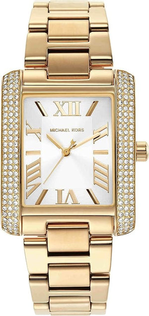 Buy Shop Michael Kors Emery Three-Hand Crystals Silver Dial Gold Steel Strap Watch for Women - MK4643 USA Online