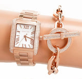 Buy Shop Michael Kors Emery Three-Hand Crystals Silver Dial Rose Gold Steel Strap Watch for Women - MK4641 USA Online