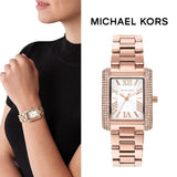 Buy Shop Michael Kors Emery Three-Hand Crystals Silver Dial Rose Gold Steel Strap Watch for Women - MK4641 USA Online
