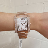 Buy Shop Michael Kors Emery Three-Hand Crystals Silver Dial Rose Gold Steel Strap Watch for Women - MK4644 USA Online