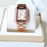 Buy Shop Michael Kors Emery Three-Hand Crystals Silver Dial Rose Gold Steel Strap Watch for Women - MK4644 USA Online