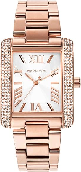 Buy Shop Michael Kors Emery Three-Hand Crystals Silver Dial Rose Gold Steel Strap Watch for Women - MK4644 USA Online