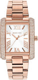 Buy Shop Michael Kors Emery Three-Hand Crystals Silver Dial Rose Gold Steel Strap Watch for Women - MK4644 USA Online