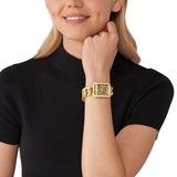 Buy Shop Michael Kors Emery Three Hand Leopard Print Gold Dial Gold Steel Strap Watch For Women - MK7437 USA Online