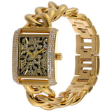 Buy Shop Michael Kors Emery Three Hand Leopard Print Gold Dial Gold Steel Strap Watch For Women - MK7437 USA Online