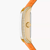 Buy Shop Michael Kors Emery Three Hand Rose Gold Dial Orange Leather Strap Watch For Women - MK2983 USA Online