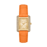 Buy Shop Michael Kors Emery Three Hand Rose Gold Dial Orange Leather Strap Watch For Women - MK2983 USA Online