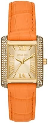 Buy Shop Michael Kors Emery Three Hand Rose Gold Dial Orange Leather Strap Watch For Women - MK2983 USA Online