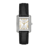 Buy Shop Michael Kors Emery Three Hand Silver Dial Black Leather Strap Watch For Women - MK4696 USA Online