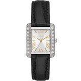 Buy Shop Michael Kors Emery Three Hand Silver Dial Black Leather Strap Watch For Women - MK4696 USA Online