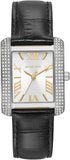 Buy Shop Michael Kors Emery Three Hand Silver Dial Black Leather Strap Watch For Women - MK4696 USA Online