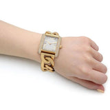 Buy Shop Michael Kors Emery Three Hand Silver Dial Gold Steel Strap Watch For Women - Mk7300 USA Online