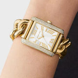 Buy Shop Michael Kors Emery Three Hand Silver Dial Gold Steel Strap Watch For Women - Mk7300 USA Online