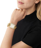 Buy Shop Michael Kors Emery Three Hand Silver Dial Gold Steel Strap Watch For Women - Mk7300 USA Online