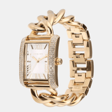 Buy Shop Michael Kors Emery Three Hand Silver Dial Gold Steel Strap Watch For Women - Mk7300 USA Online
