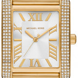 Buy Shop Michael Kors Emery Three Hand Silver Dial Gold Steel Strap Watch For Women - Mk7300 USA Online
