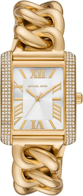 Buy Shop Michael Kors Emery Three Hand Silver Dial Gold Steel Strap Watch For Women - Mk7300 USA Online