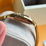 Buy Shop Michael Kors Empire Three Hand Gold Dial Brown Leather Strap Watch for Women - MK4721 USA Online
