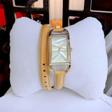Buy Shop Michael Kors Empire Three Hand Gold Dial Brown Leather Strap Watch for Women - MK4721 USA Online