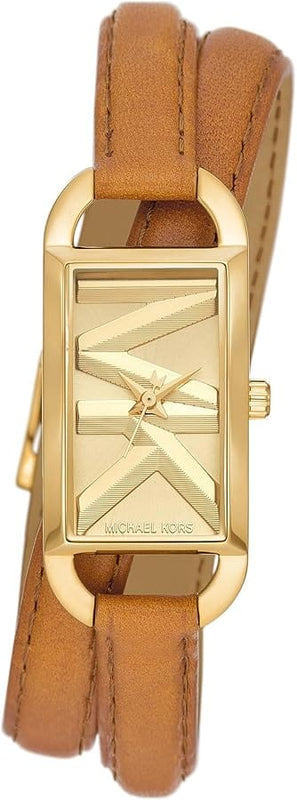Buy Shop Michael Kors Empire Three Hand Gold Dial Brown Leather Strap Watch for Women - MK4721 USA Online