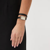 Buy Shop Michael Kors Empire Three-Hand Silver Dial Black Leather Strap Watch For Women - MK4722 USA Online