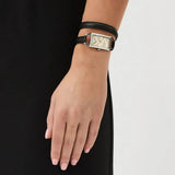 Buy Shop Michael Kors Empire Three-Hand Silver Dial Black Leather Strap Watch For Women - MK4722 USA Online