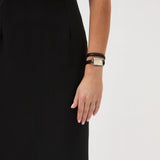Buy Shop Michael Kors Empire Three-Hand Silver Dial Black Leather Strap Watch For Women - MK4722 USA Online