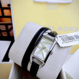 Buy Shop Michael Kors Empire Three-Hand Silver Dial Black Leather Strap Watch For Women - MK4722 USA Online