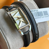 Buy Shop Michael Kors Empire Three-Hand Silver Dial Black Leather Strap Watch For Women - MK4722 USA Online