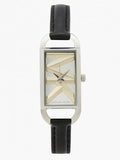 Buy Shop Michael Kors Empire Three-Hand Silver Dial Black Leather Strap Watch For Women - MK4722 USA Online