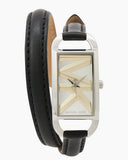 Buy Shop Michael Kors Empire Three-Hand Silver Dial Black Leather Strap Watch For Women - MK4722 USA Online