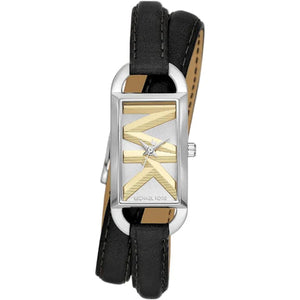 Buy Shop Michael Kors Empire Three-Hand Silver Dial Black Leather Strap Watch For Women - MK4722 USA Online