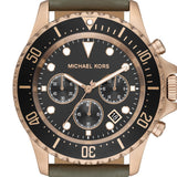 Buy Shop Michael Kors Everest Analog Black Dial Green Leather Strap Watch For Men - MK9090 USA Online