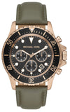 Buy Shop Michael Kors Everest Analog Black Dial Green Leather Strap Watch For Men - MK9090 USA Online