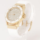 Buy Shop Michael Kors Everest Analog Gold Dial White Silicone Strap Watch For Women - MK7357 USA Online