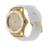 Buy Shop Michael Kors Everest Analog Gold Dial White Silicone Strap Watch For Women - MK7357 USA Online