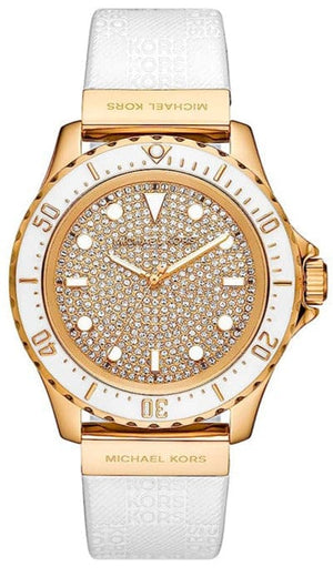 Buy Shop Michael Kors Everest Analog Gold Dial White Silicone Strap Watch For Women - MK7357 USA Online