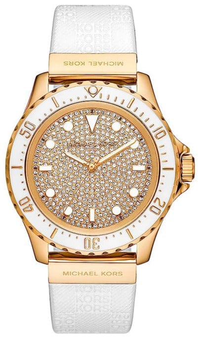 Buy Shop Michael Kors Everest Analog Gold Dial White Silicone Strap Watch For Women - MK7357 USA Online