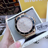 Buy Shop Michael Kors Everest Analog Rose Gold Dial Black Silicone Strap Watch For Women - MK7358 USA Online
