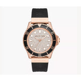 Buy Shop Michael Kors Everest Analog Rose Gold Dial Black Silicone Strap Watch For Women - MK7358 USA Online