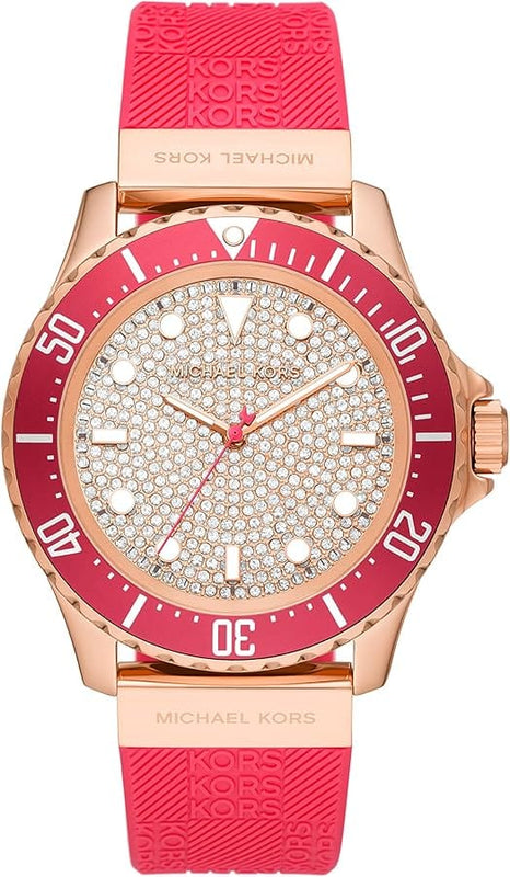 Buy Shop Michael Kors Everest Analog Rose Gold Dial Pink Silicone Strap Watch For Women - MK7359 USA Online