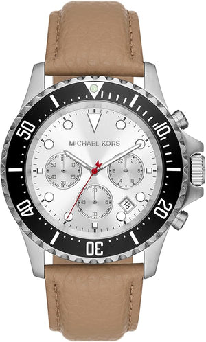 Buy Shop Michael Kors Everest Analog White Dial Brown Leather Strap Watch For Men - MK9092 USA Online