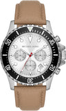 Buy Shop Michael Kors Everest Analog White Dial Brown Leather Strap Watch For Men - MK9092 USA Online