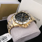 Buy Shop Michael Kors Everest Chronograph Black Dial Gold Steel Strap Watch For Women - MK5828 USA Online